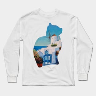 Santorini Cat Long Sleeve T-Shirt